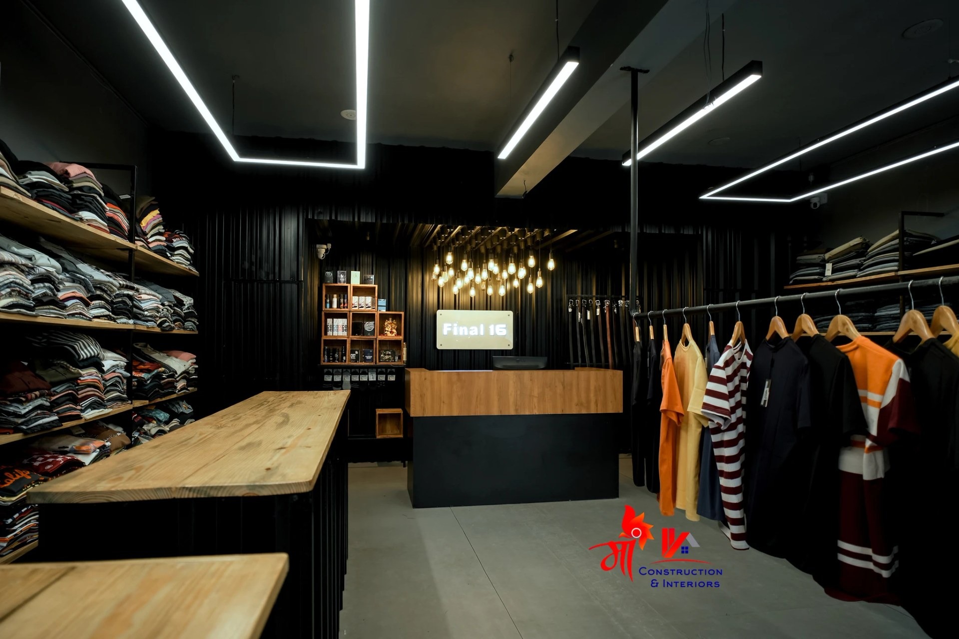 Boutique rail display inside black steel grid – Final 16 Boutique — Black Grid Retail